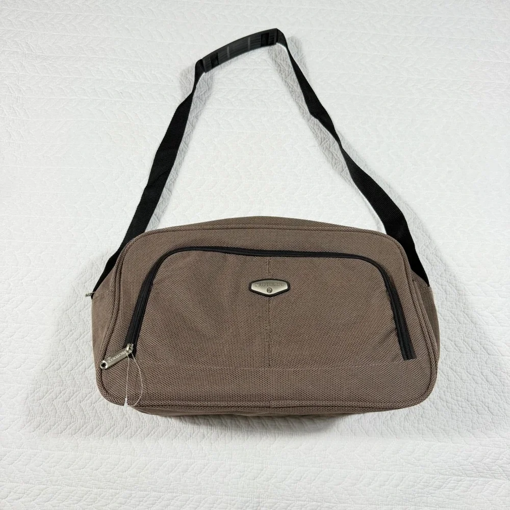 Protocol Travel Messenger Bag Unisex OS Brown Canvas Adjustable Strap EUC